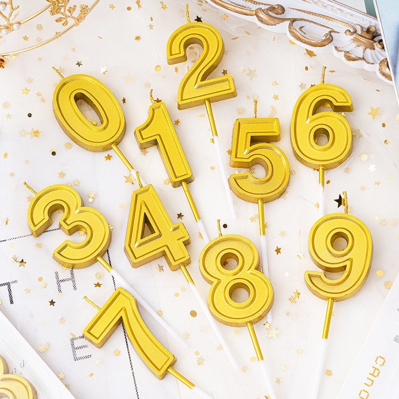 Multiple digital candles birthday cake gold tuhau gold color candy butterfly crown digital cake candle