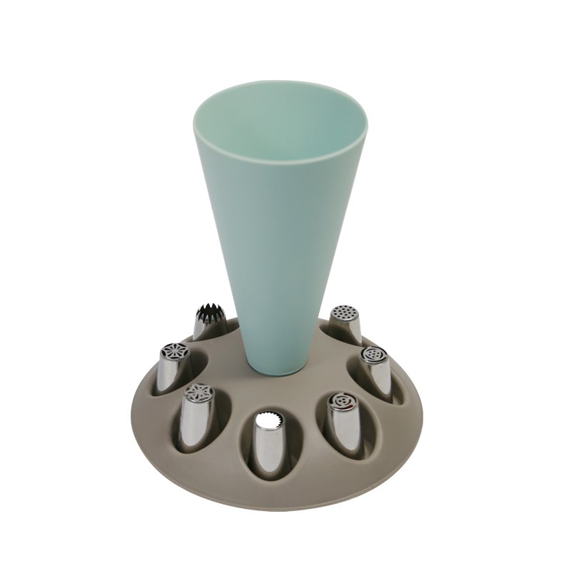 8pcs stainless steel silicone pastry bags cake decorating tip cake nozzle set with holder