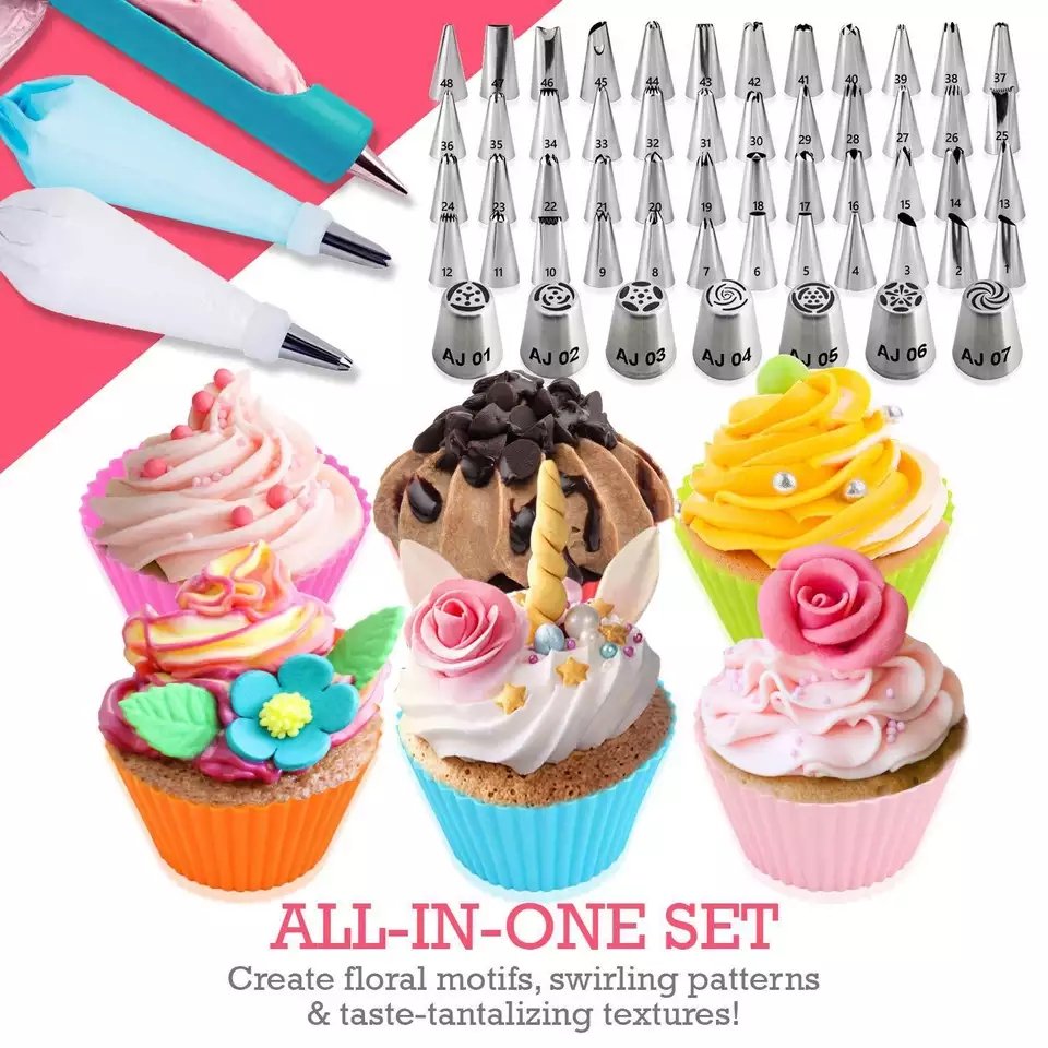 333Pcs/set Cake Turntable Bakery Patisserie Cake Decorating Tools Kit Rotary Table Baking Tools Set Piping Nozzle Pastry Tool