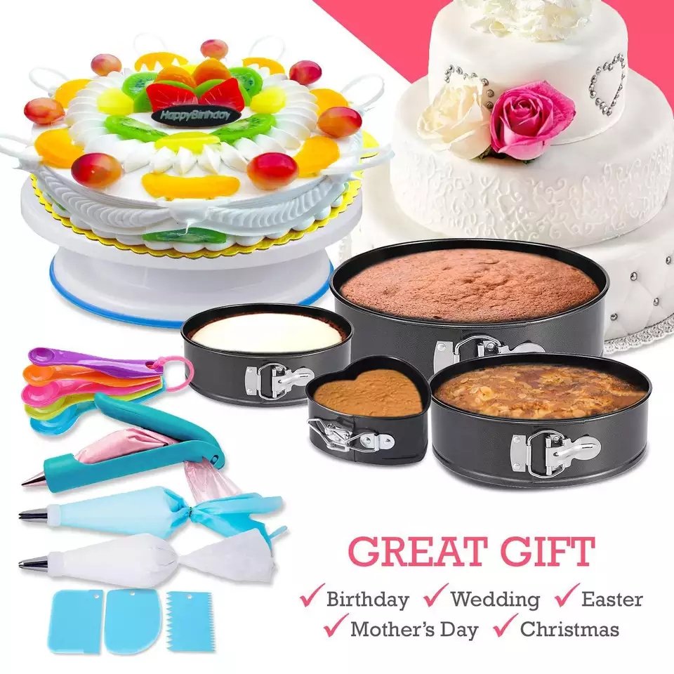 333Pcs/set Cake Turntable Bakery Patisserie Cake Decorating Tools Kit Rotary Table Baking Tools Set Piping Nozzle Pastry Tool