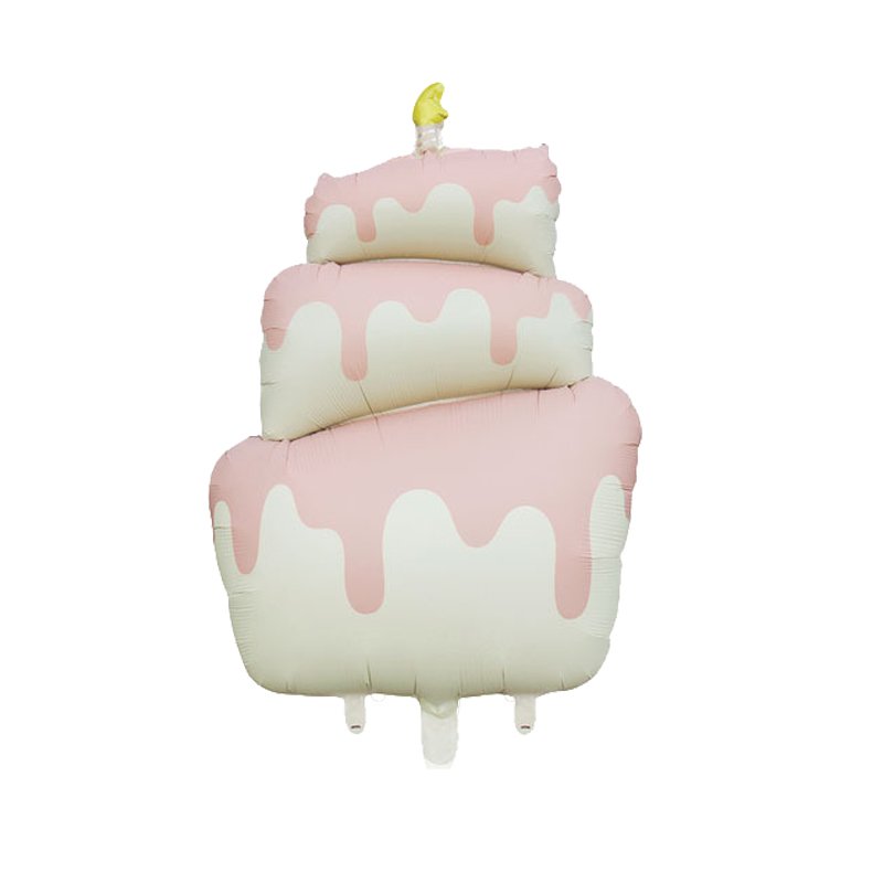 CYmylar factory supplies matte happy birthday cake foil balloons pink blue brown colour cake shape helium balloon globos