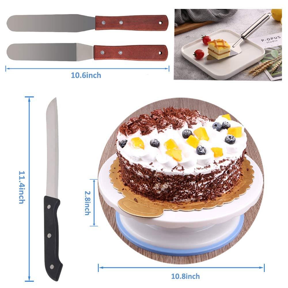 138pcs Baking Decorating Tool Set Silicone Resin & Paper Includes Turntable Nozzles Spear Spatula Triangle Shovel Packed Bag