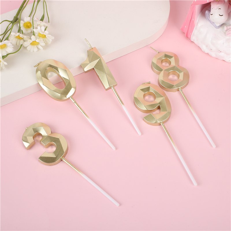 0-9 luxury diamond unique gold birthday candle for cake number candle decoration party supply