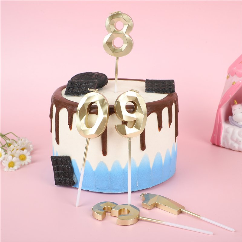 0-9 luxury diamond unique gold birthday candle for cake number candle decoration party supply