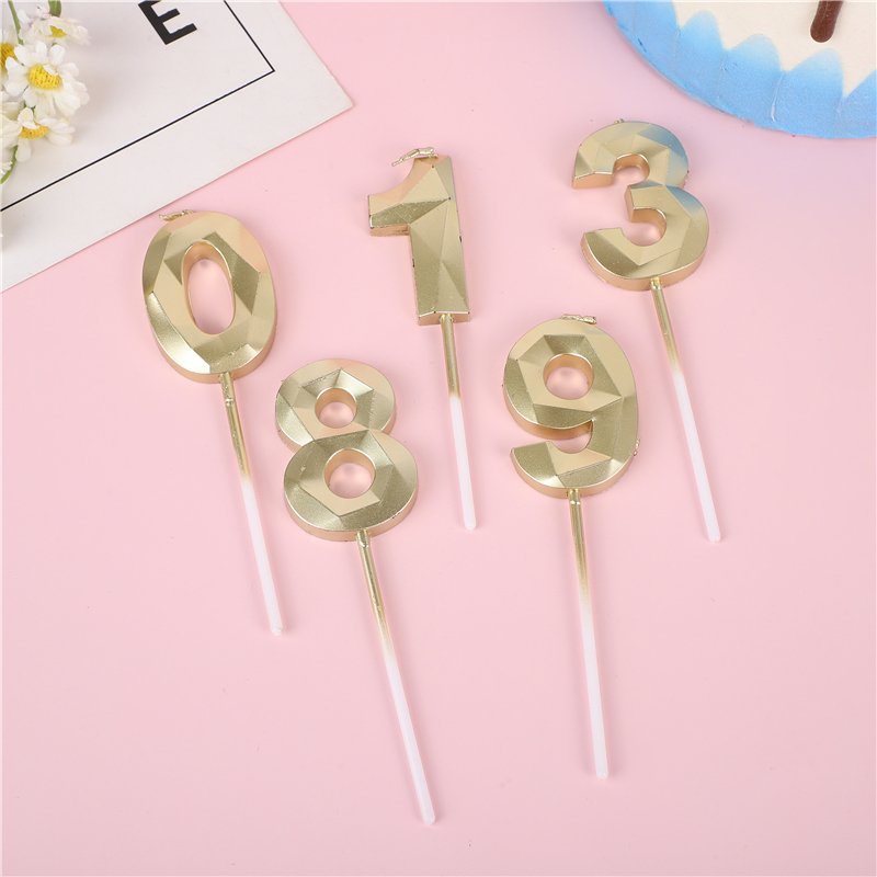 0-9 luxury diamond unique gold birthday candle for cake number candle decoration party supply