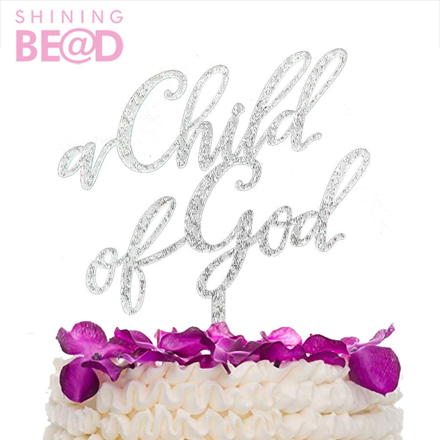 Gold A Child Of God Acrylic Cake Topper First Communion Decorations for Baptism/Christening