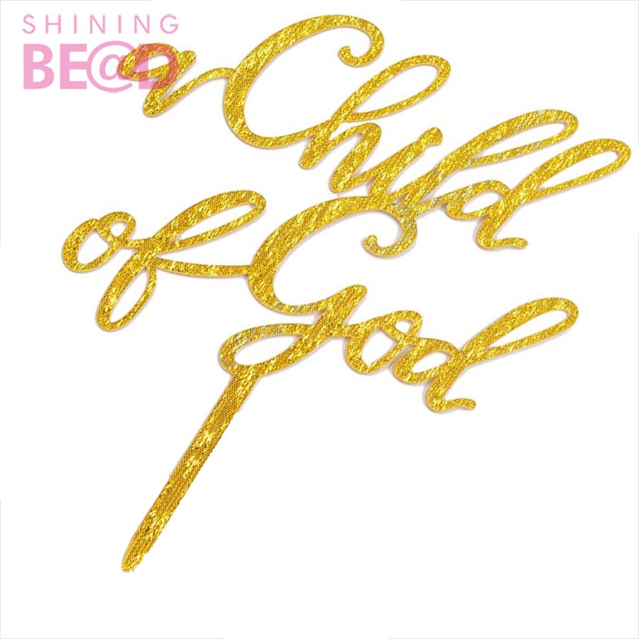 Gold A Child Of God Acrylic Cake Topper First Communion Decorations for Baptism/Christening