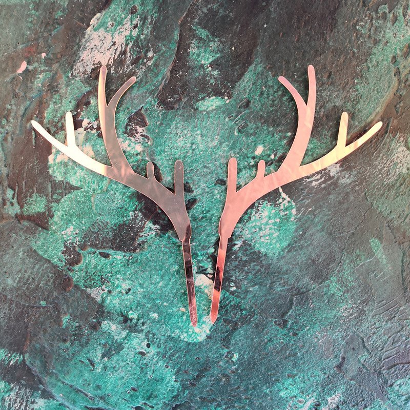 2024 Merry Christmas Acrylic Gold Deer Elk Antlers Acrylic Cupcake Topper Cake Topper