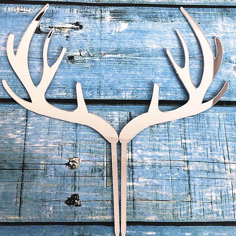 2024 Merry Christmas Acrylic Gold Deer Elk Antlers Acrylic Cupcake Topper Cake Topper