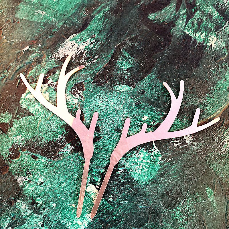 2024 Merry Christmas Acrylic Gold Deer Elk Antlers Acrylic Cupcake Topper Cake Topper