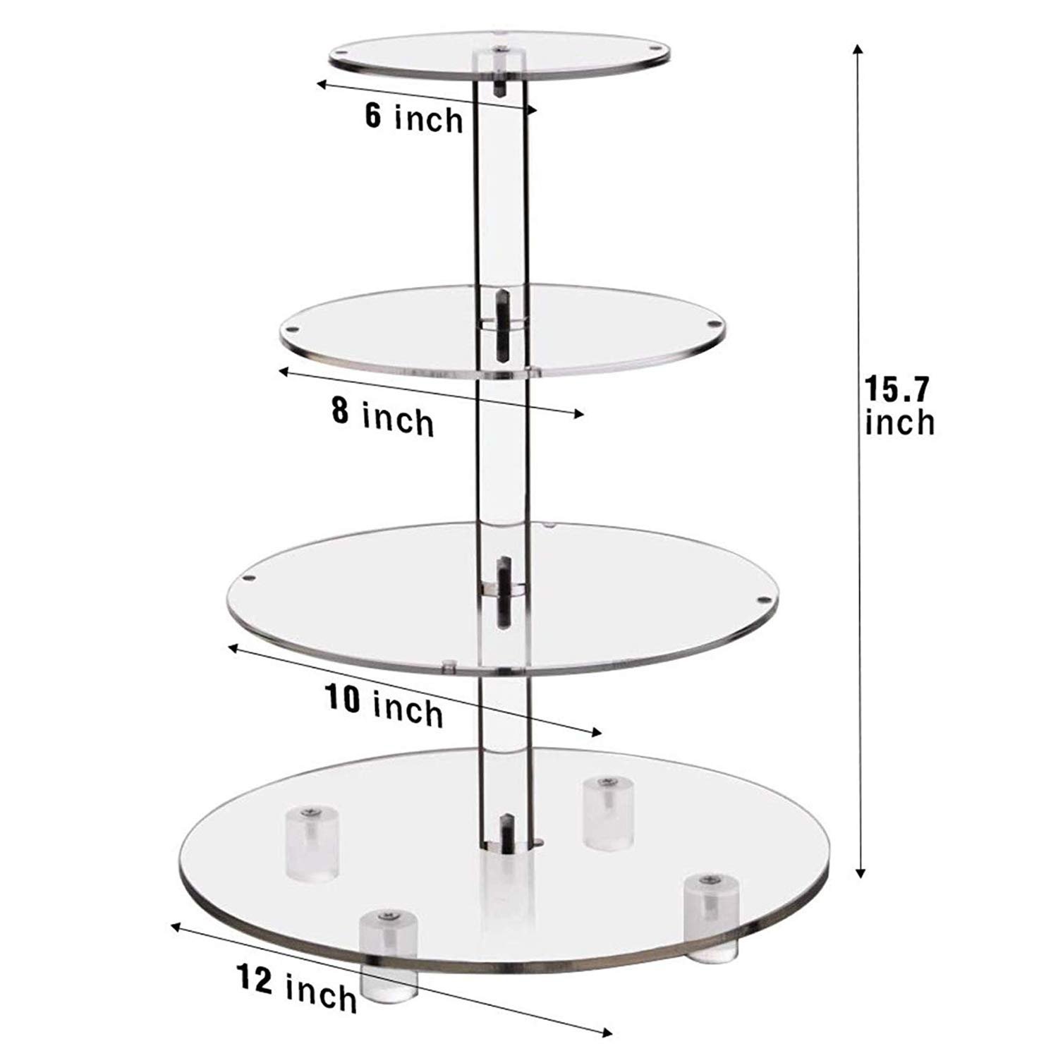 Factory wholesale 4 Tier with LED Light Cupcake Cake Decorating Supplies Acrylic Cake Display Stands for Birthday Cady Decor