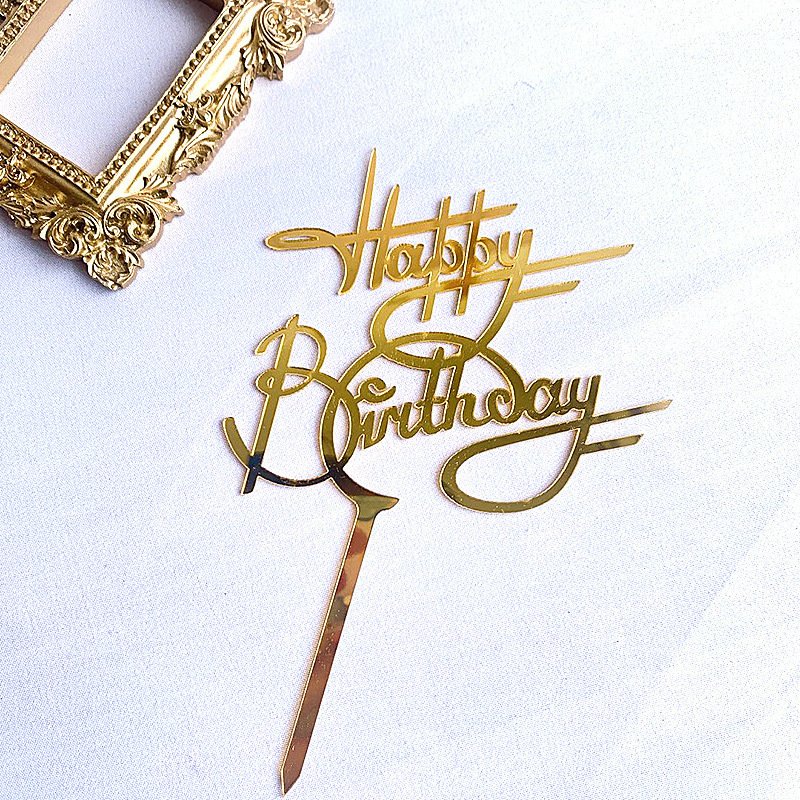 Wholesale 10 Pack Acrylic Cake Plug-in Card English Happy Birthday Baking Cake Internet Celebrous Decorative Plug-in
