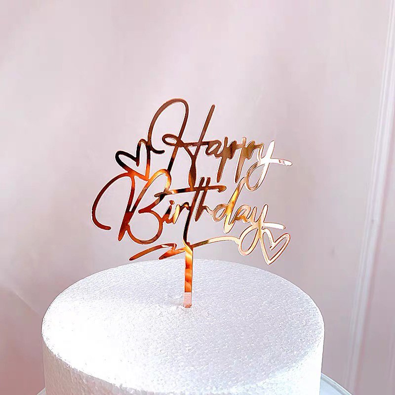 Wholesale 10 Pack Acrylic Cake Plug-in Card English Happy Birthday Baking Cake Internet Celebrous Decorative Plug-in