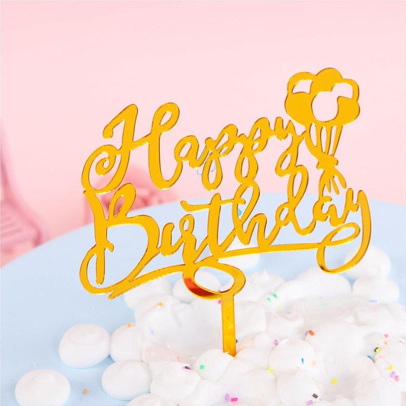 Wholesale 10 Pack Acrylic Cake Plug-in Card English Happy Birthday Baking Cake Internet Celebrous Decorative Plug-in