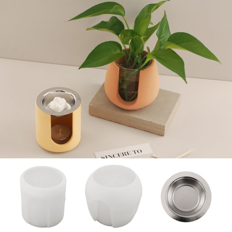 YS DIY Handmade Hydroponics Vase Silicone Candle Mold Round Water Planting Vase Plaster Mould Desktop Green Plant Planting Basin