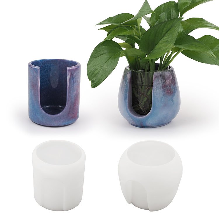 YS DIY Handmade Hydroponics Vase Silicone Candle Mold Round Water Planting Vase Plaster Mould Desktop Green Plant Planting Basin