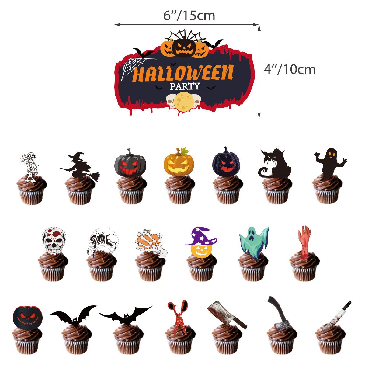 Partycool Halloween Party Supplies Halloween Balloon Banner Ghosted Cake Topper For Theme Party Halloween Decoration Supplies
