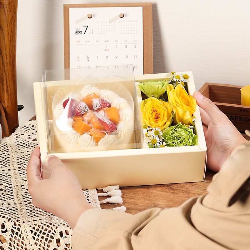Flower Wrapping Box Mother's Day Cake I Love You Bake Gift Arrangement Bouquet Single Folding Gift Box Paper Box suppliers