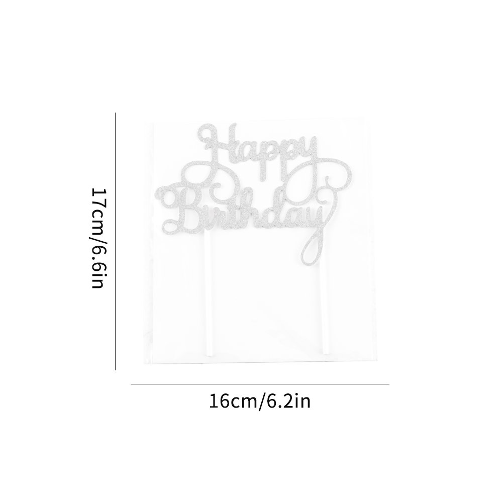Happy Birthday Silver Gold Glitter Paper Cake Topper Cup Cake Topper Cake Decorating Supplies for Birthday