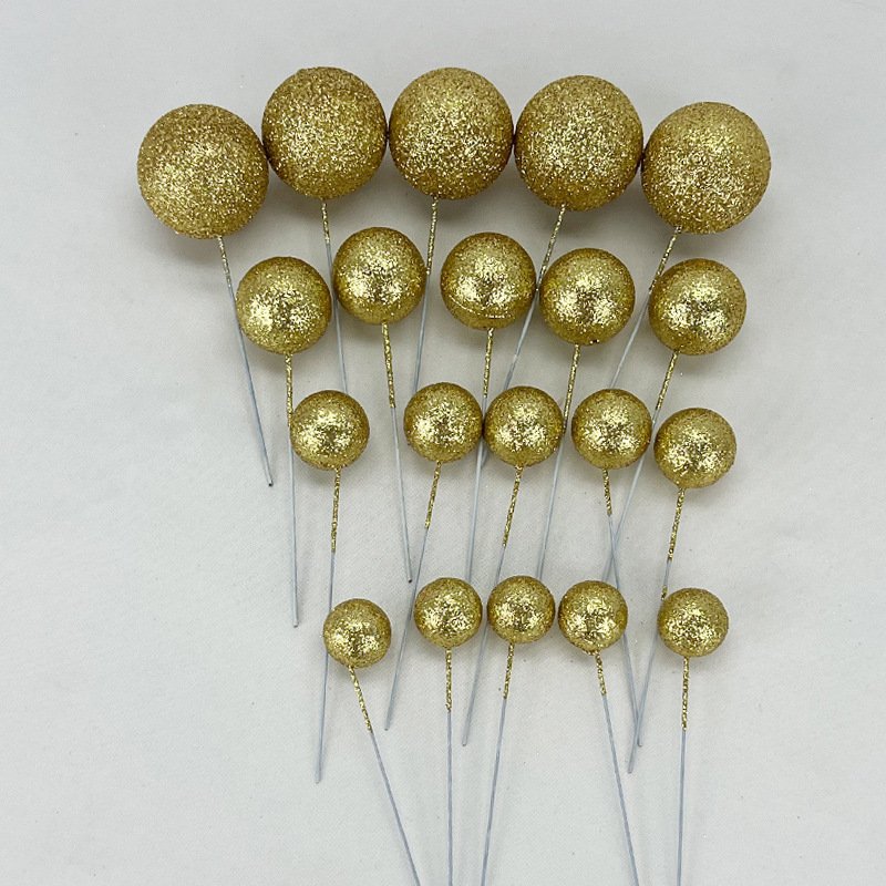 glitter faux foam ball for birthday cake decorative factory supplier wholesale 20 pcs mixed in one bag