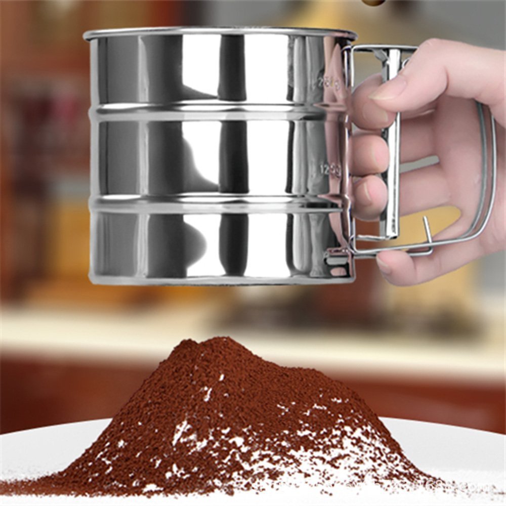 Hot-selling Hand Press Stainless Steel Flour Sifter Baking Pastry Tools Chocolate Powder Sugar Sieve Household Flour filter