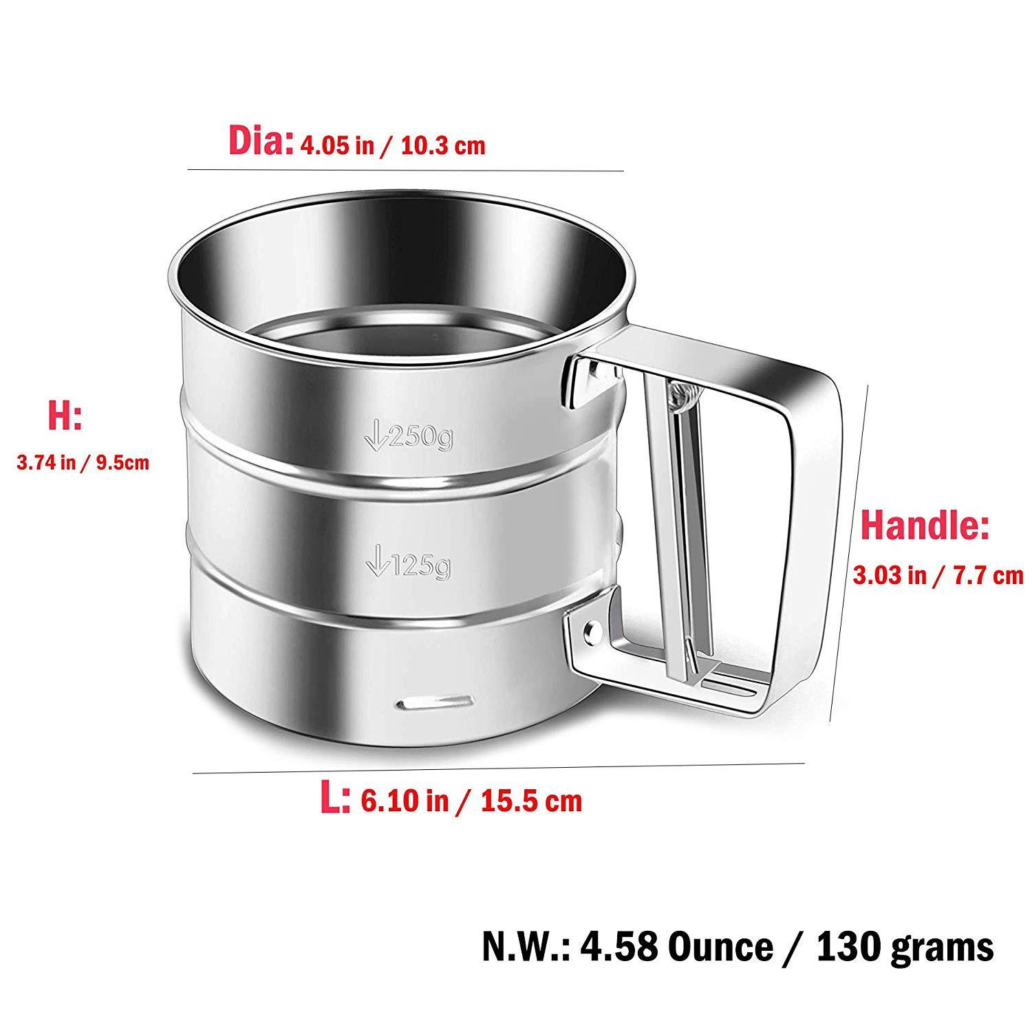 Hot-selling Hand Press Stainless Steel Flour Sifter Baking Pastry Tools Chocolate Powder Sugar Sieve Household Flour filter