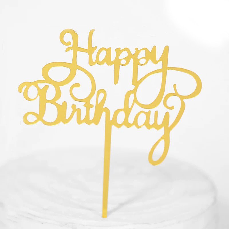Customizable Birthday Cake Decoration Black Gold Acrylic Cake Topper Party Baking Cake Decoration Supplies Happy Birthday