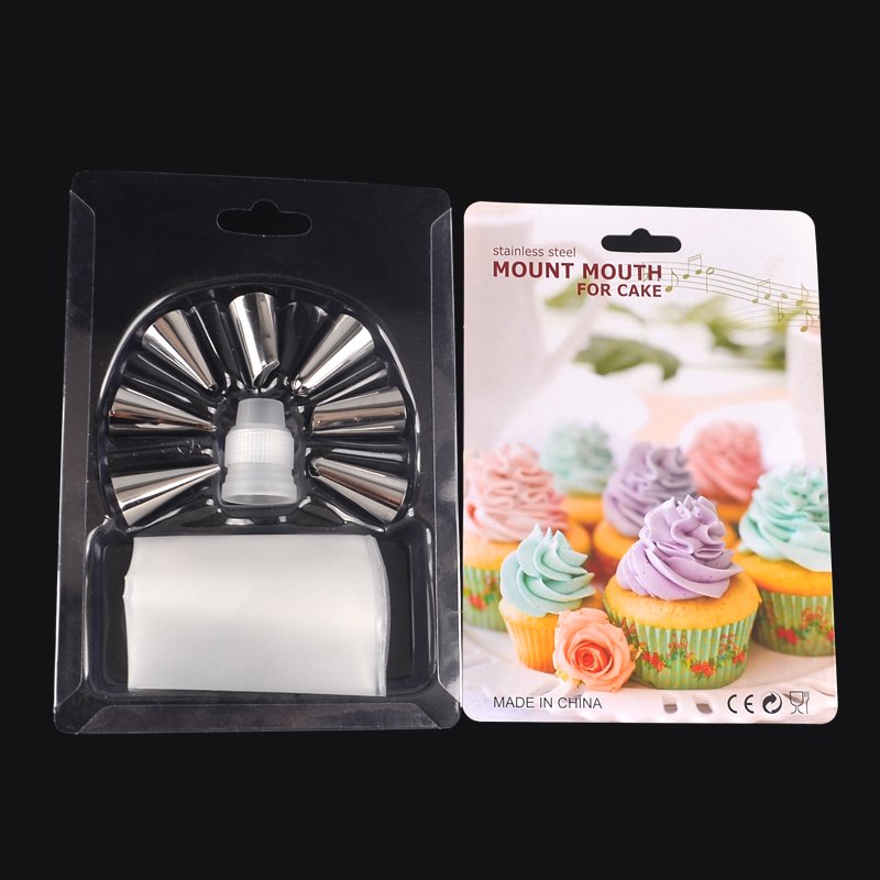 9pcs DIY Baking Cream Decorating Supplies Reusable Stainless Steel Spout Silicone Pastry Bags Set in Box Cake Decorating Tools