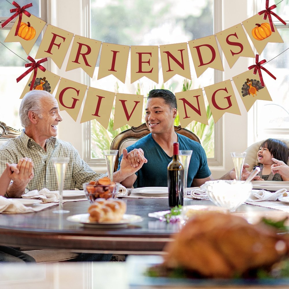 Thanksgiving Hanging Swirls Fall Decorations Friends Giving Bunting Banner Pumpkin Pine Cone and Maple Leaf Autumn Themed Party