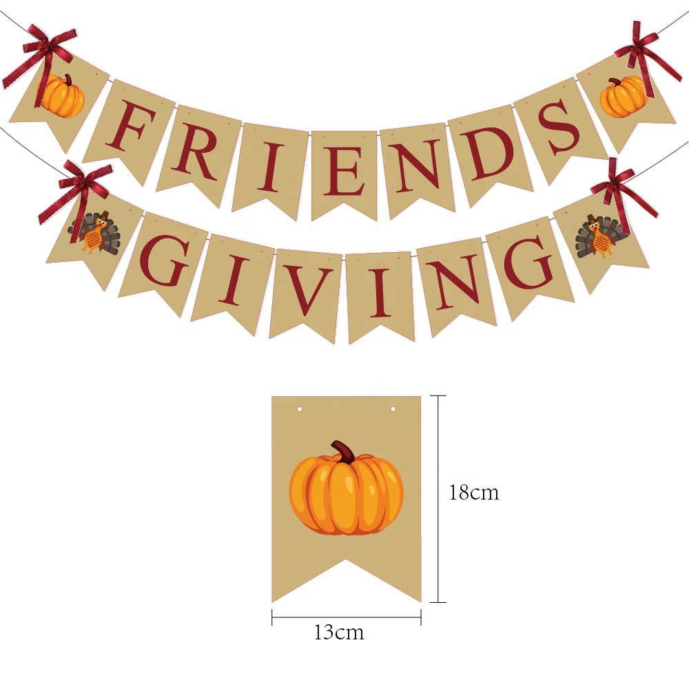 Thanksgiving Hanging Swirls Fall Decorations Friends Giving Bunting Banner Pumpkin Pine Cone and Maple Leaf Autumn Themed Party