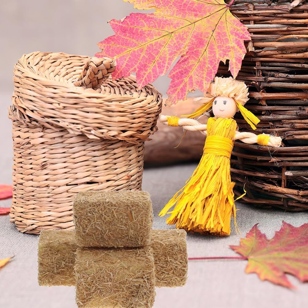 Mini Bales 3CM Small Square Bales Decorative Styrene Faux Autumn Craft Village Miniature Figurine for Dollhouse Farm Table
