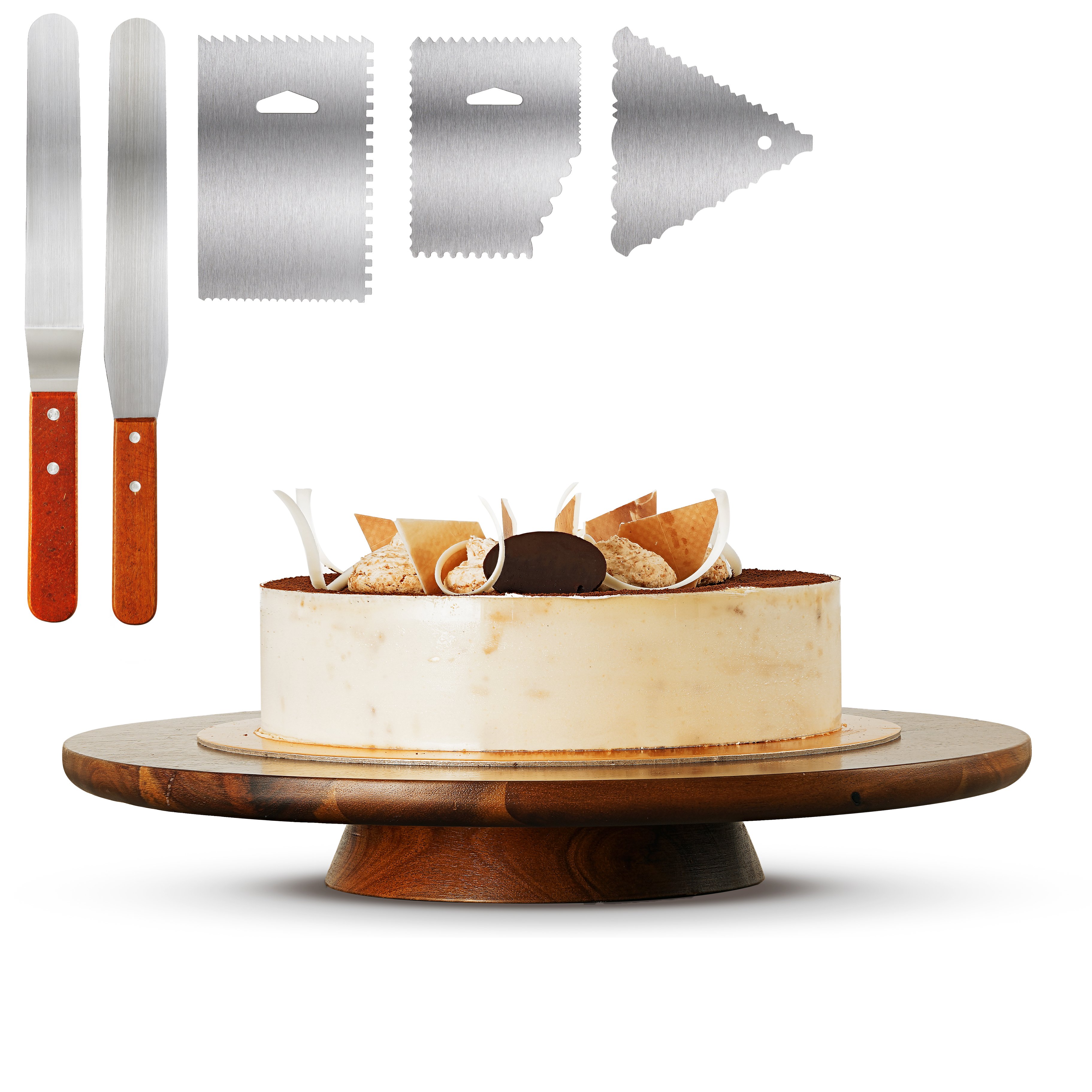Exquisite Craftsmanship Acacia Wooden Cake Stand with Baking Accessories for Party Event Decoration & Cake Decorating Supplies