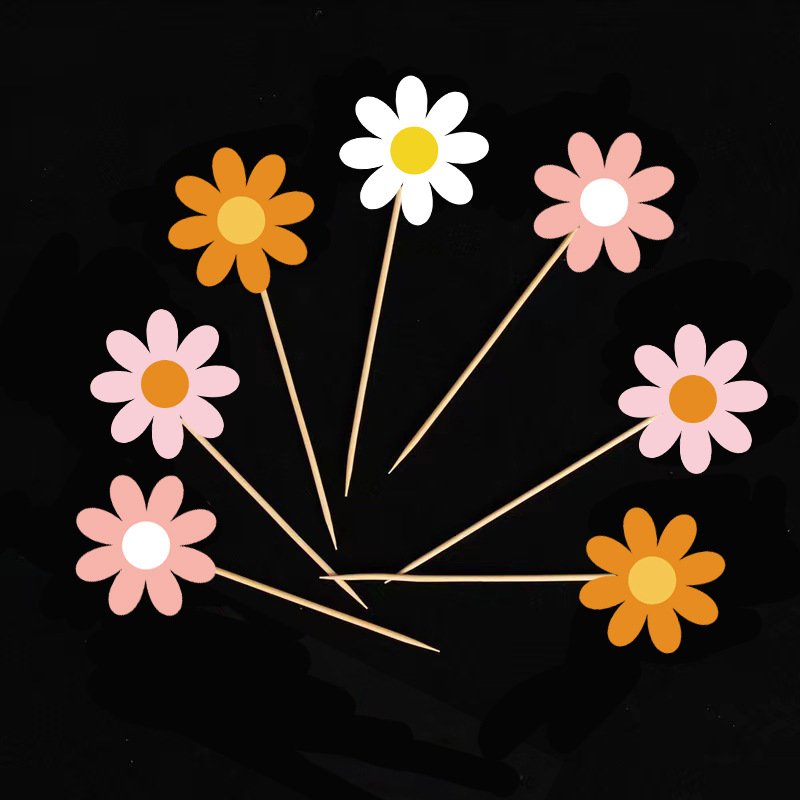 Ychon factory direct wholesale little colorful sunflower cupcake toppers celebration cake toppers