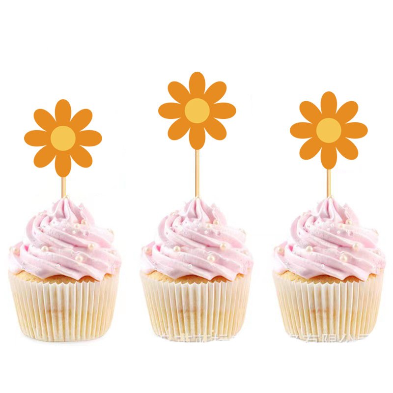 Ychon factory direct wholesale little colorful sunflower cupcake toppers celebration cake toppers