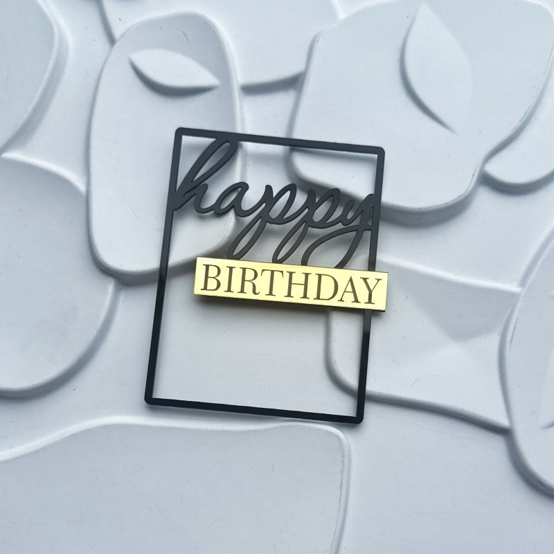 New happy birthday cake decorating cupcake topper Double Layers Square Acrylic Toppers for baby birthday cake accessories