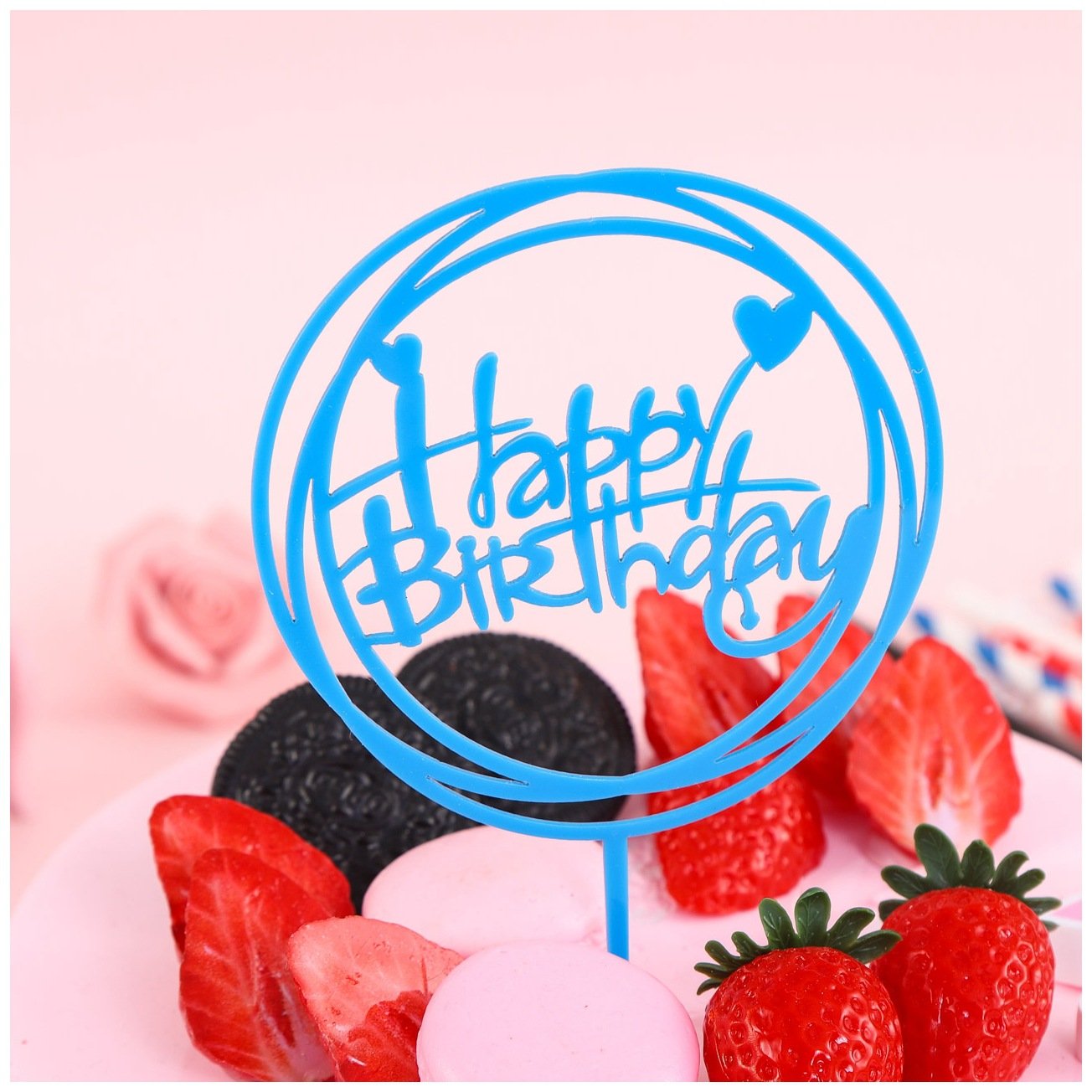 Cake decoration happy birthday baking decoration party acrilyc laser cut acrylic cake toppers birthday
