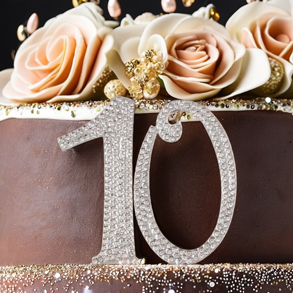Large Digital Rhinestone Birthday & Anniversary Cake Topper for Cake Decorating Supplies
