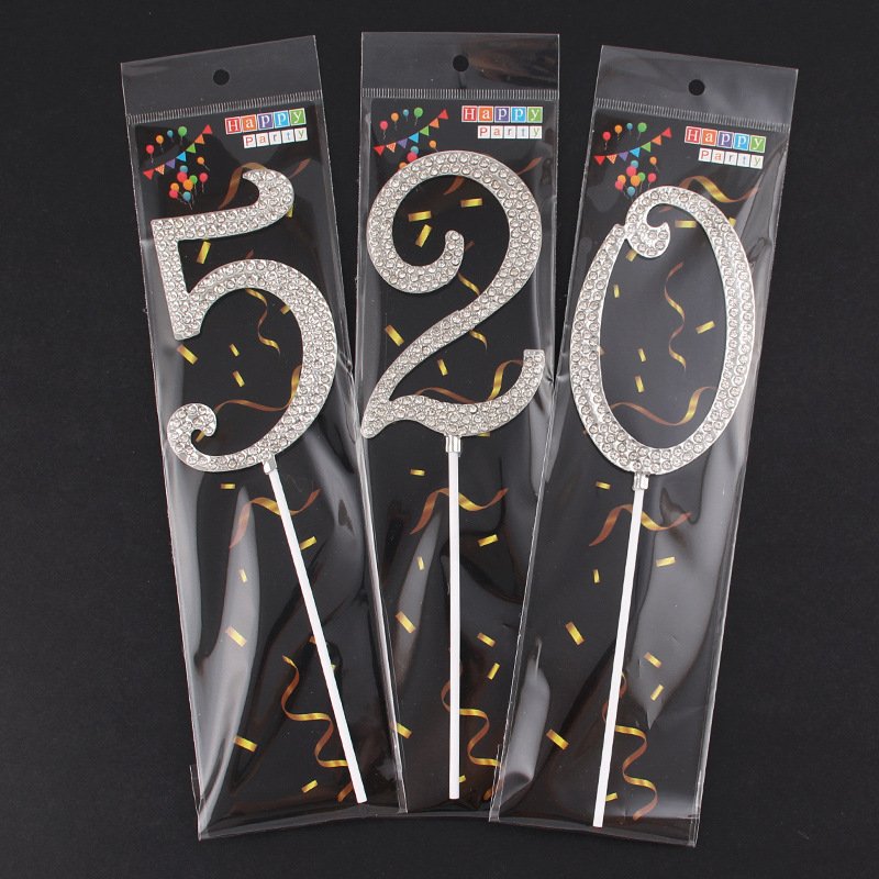 Large Digital Rhinestone Birthday & Anniversary Cake Topper for Cake Decorating Supplies