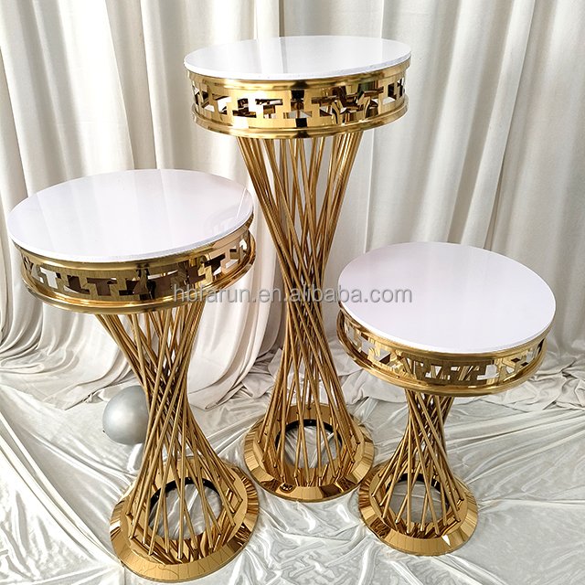 FURUN factory supplies stainless steel cake stand pedestal metal plinth for wedding party event decoration