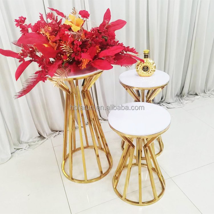 FURUN factory supplies stainless steel cake stand pedestal metal plinth for wedding party event decoration