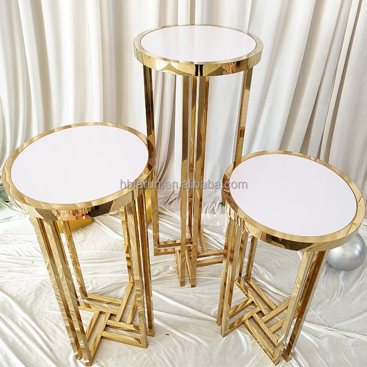 FURUN factory supplies stainless steel cake stand pedestal metal plinth for wedding party event decoration