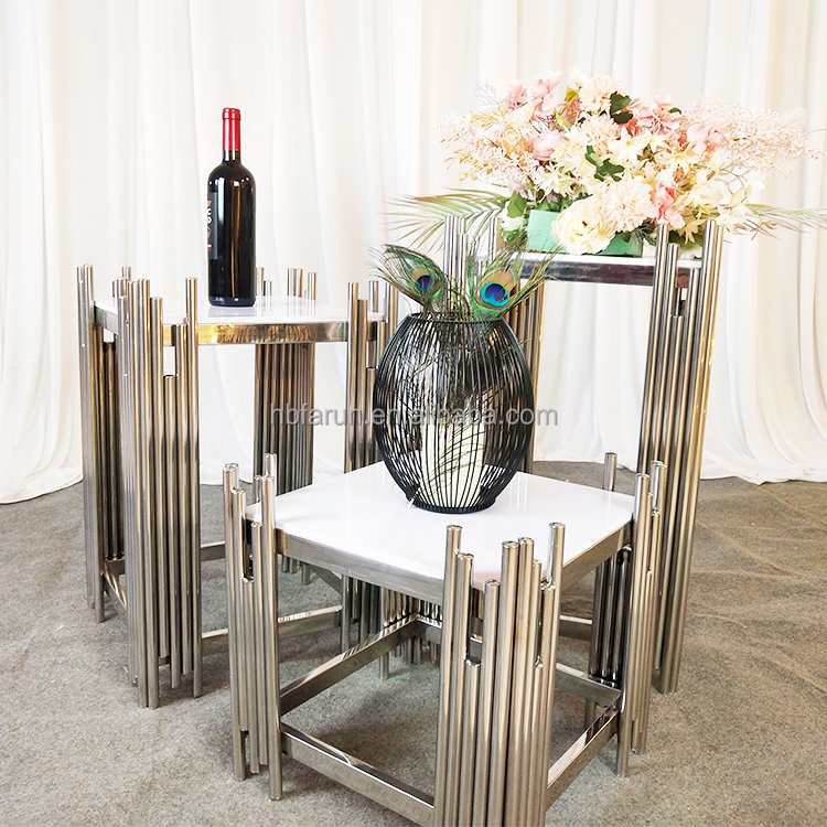 FURUN factory supplies stainless steel cake stand pedestal metal plinth for wedding party event decoration