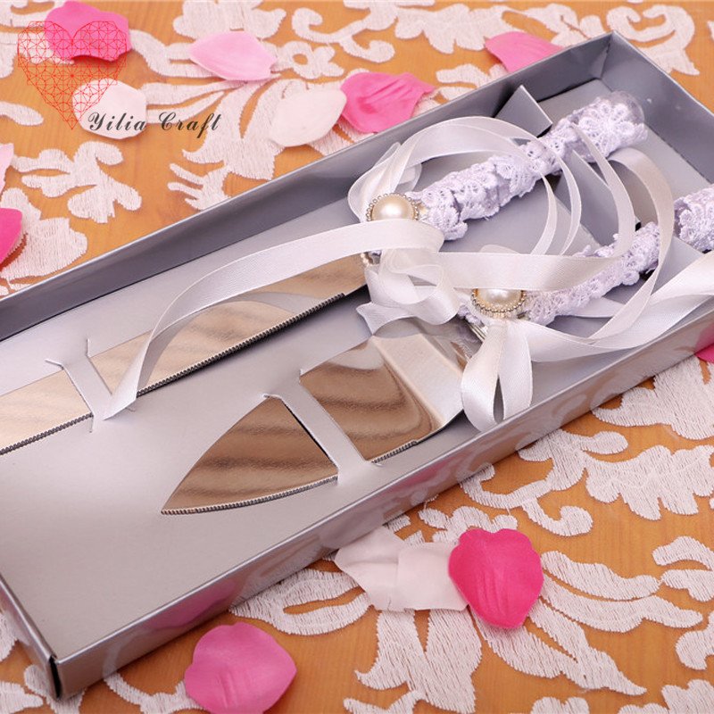 4 Pieces Wedding Supplies - Cake Knife, Cake Serving Set,Rustic Bridegroom Gift with Jute Handles