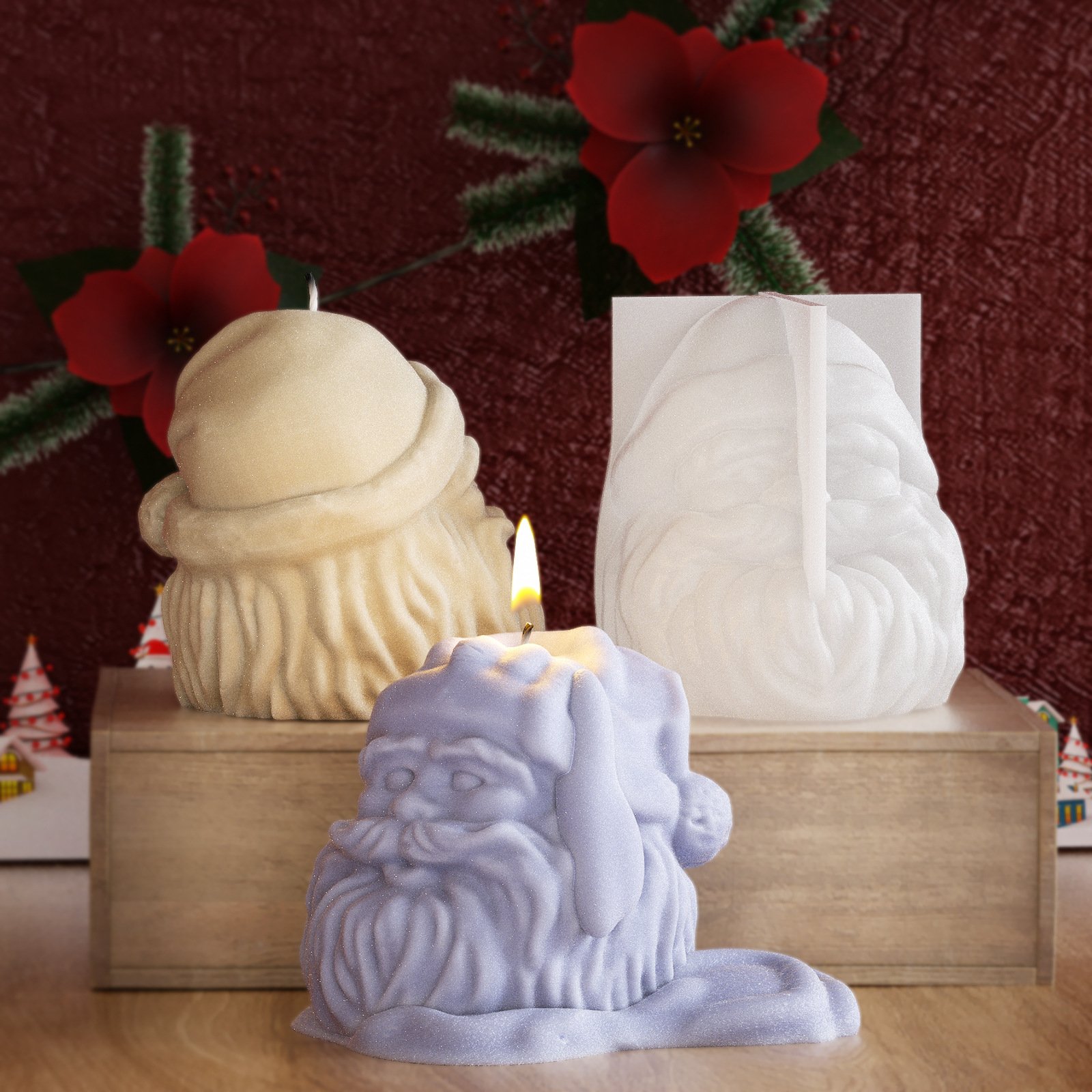 Christmas Series DIY Bearded Old Man Christmas Trees Silicone 3D Candle Mold for Home Store Party Wedding Holiday Decorations