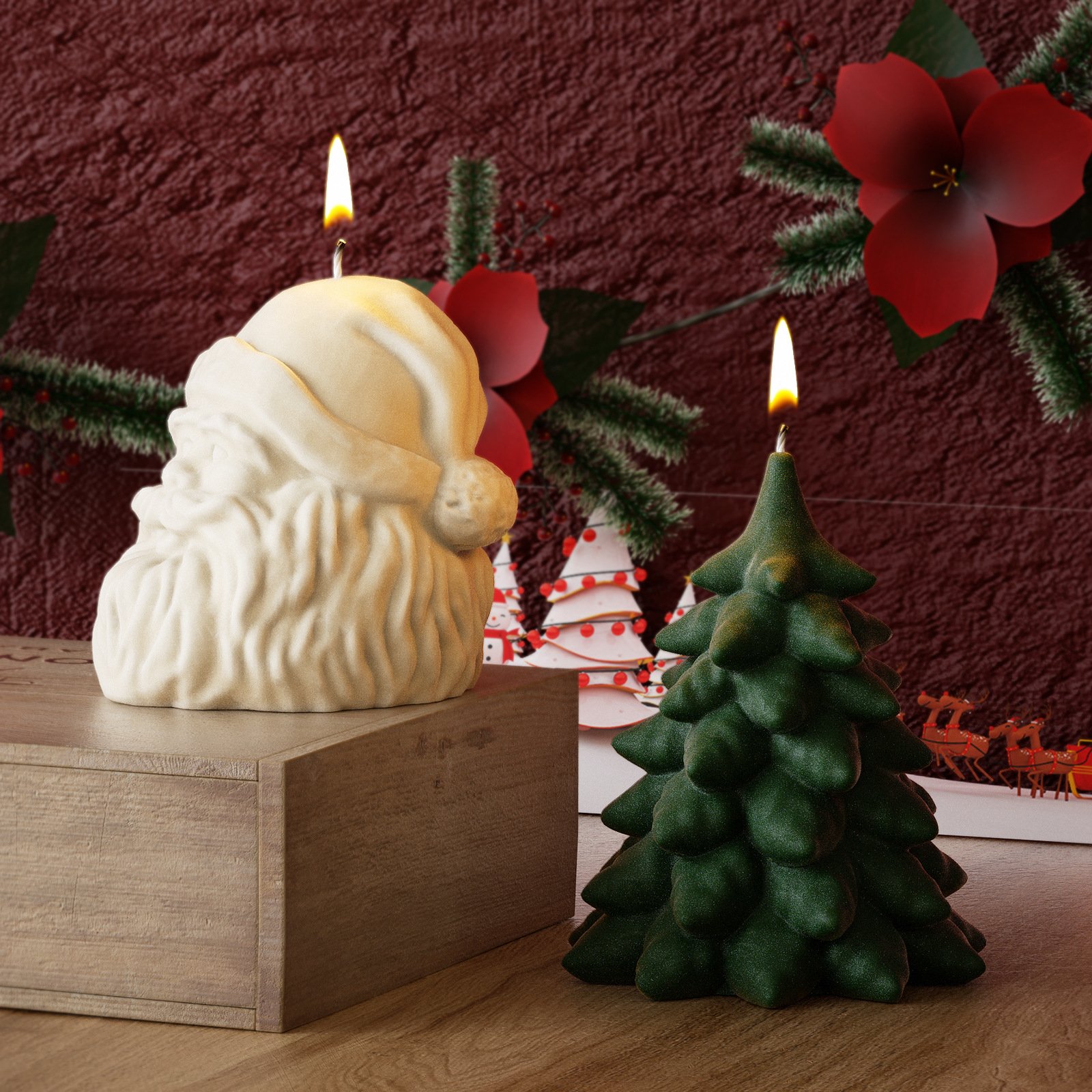 Christmas Series DIY Bearded Old Man Christmas Trees Silicone 3D Candle Mold for Home Store Party Wedding Holiday Decorations