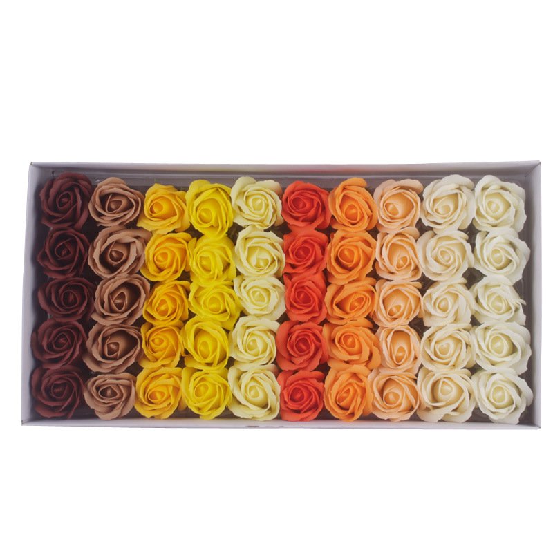 Wholesale 50pcs Artificial Flowers head with Box Valentine Day Cake Decoration 5cm Soap Flower Wedding Party Decorating Prop