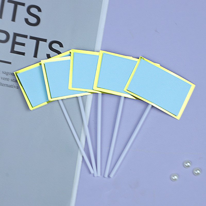 5 pcs Birthday Cake Topper Set Round Pentagon Card Gold Edge Blank Space for Writing Blue Pink Geometric Figure Cake Decoration