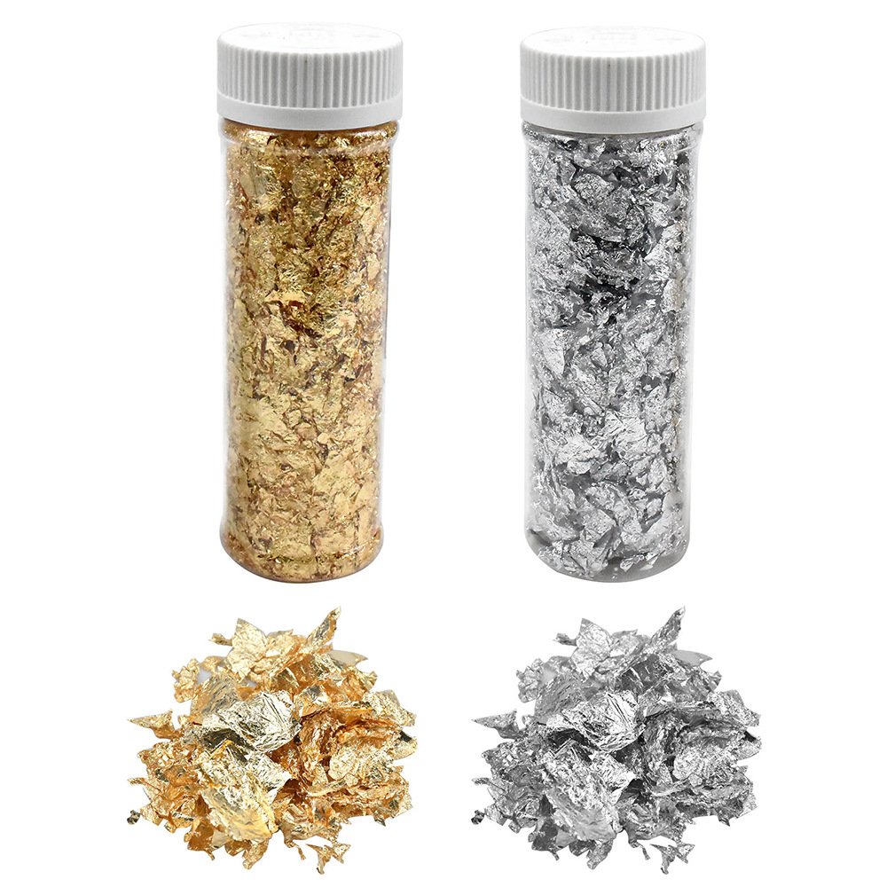 2g gold foil decorative fragments goldflakes silver foil birthday cake decoration baking nail art painting
