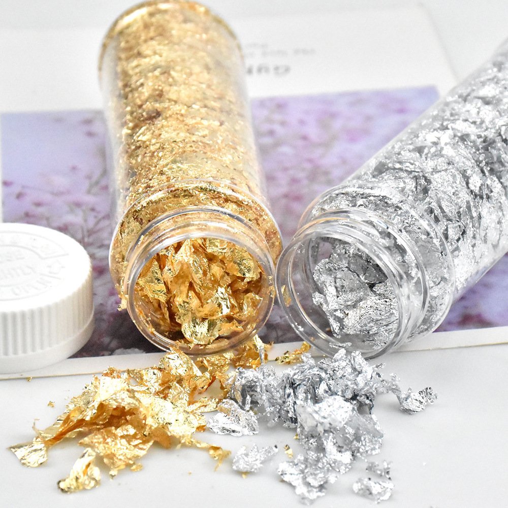 2g gold foil decorative fragments goldflakes silver foil birthday cake decoration baking nail art painting