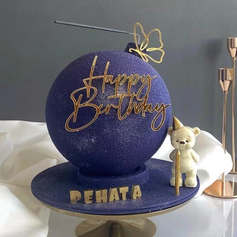 Hot Selling Gold Acrylic Cake Decorations Happy Birthday Side topper for Cake Decor Cake Decorating Supplies